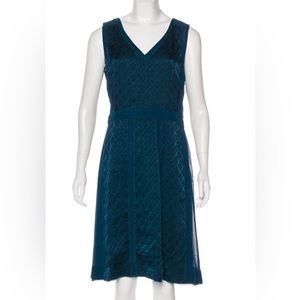 Tory Burch 100% Silk Sleeveless V-Neck Blue Midi Cocktail Dress